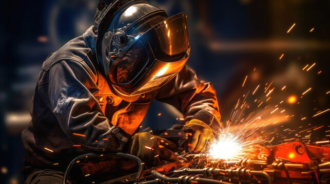 Close-up of a man welding