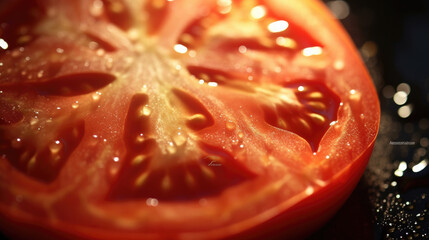 Photo close-up of fresh tomato for advertisement
