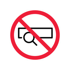 Website search vector icon. Site search flat sign design. Web site loupe search symbol pictogram. Forbidden Prohibited Warning, caution, attention, restriction label danger. URL sign. UX UI web icon