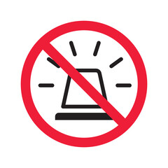 Forbidden siren icon. No shower vector sign. Prohibited Warning siren icon.  Caution or attention concept. No siren restriction icon. Siren flat symbol pictogram. UX UI icon