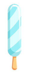 Blue striped cold ice cream for summer. Vector illustration.