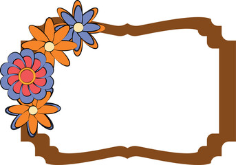 Frame with flowers groovy style for decoration.
