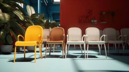 Job recruiting concept.winner chair. 3d rendering