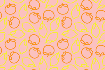 seamless citrus pattern with orange and lemon fruits- vector illustration