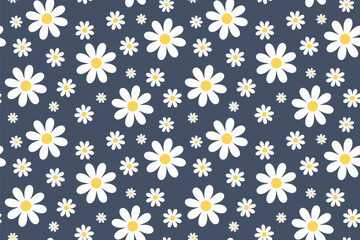 seamless summer floral pattern with daisies- vector illustration