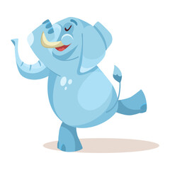 Cute Blue Elephant Character Running and Smiling Vector Illustration