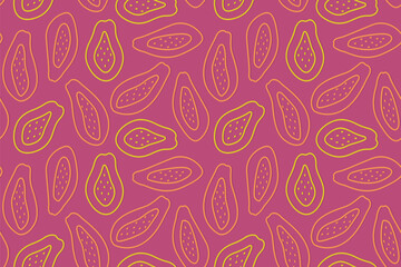 summer seamless pattern with papaya fruits- vector illustration