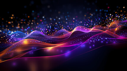 Neon Glow of Digital Communication, Ultraviolet Light Spectrum with Dynamic Data Transfer, generative ai.