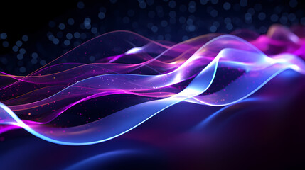 Fototapeta premium Neon Glow of Digital Communication, Ultraviolet Light Spectrum with Dynamic Data Transfer, generative ai.