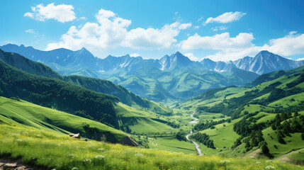 Fototapeta premium Beautiful scenery in the mountains. Generative AI