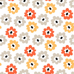 Organic flowers seamless pattern cute floral print
