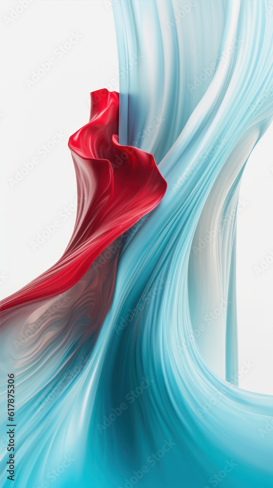 Poster abstract 3d rendering of wavy blue and red lines generative ai