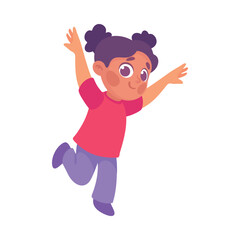 Playful Little Girl Cheering Enjoying Summer Vector Illustration