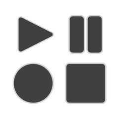 Black Media Player icon, Play, Pause, Record And Stop Buttons multimedia interface, Music, audio,  Line vector illustration