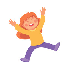 Playful Little Girl Cheering Enjoying Summer Vector Illustration