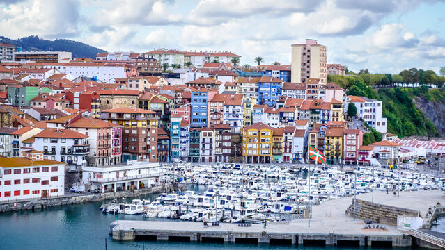 Panoramic of a typical coastal town in the Basque Country