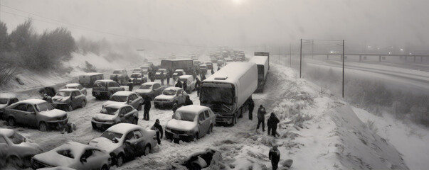 Snow disaster on the road.. generative ai