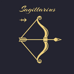 Sagittarius zodiac sign. Symbol and icon of astrology horoscope. Vector illustrations