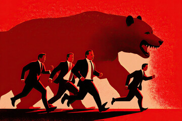 ai generated  Illustration  fear red bear hunting trader of stock market