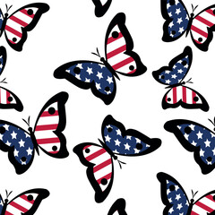 happy 4th of july independence day america butterfly freedom seamless pattern