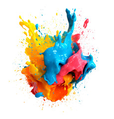 Colorful paint splash isolated on transparent background, realistic 3D illustration, generative ai