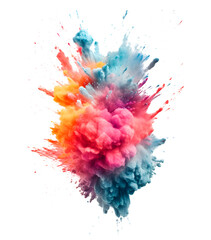 Colorful powder explosion isolated on transparent background, holi paint, realistic 3D illustration, generative ai - 617877965