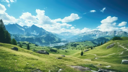 Gordijnen Beautiful scenery in the mountains. Generative AI © piai