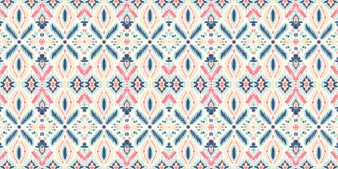 Seamless batik pattern, Seamless floral batik pattern, and Seamless motif pattern resemble ethnic boho, Aztec, and ikat styles. designed for use in satin, wallpaper, fabric, curtain, carpet, Batik Emb