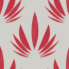  Seamless ikat pattern with red elements.