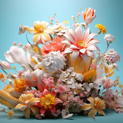 Naklejka na ściany i meble Summer flowers concept - Assortment of colorful flowers