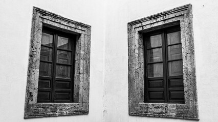 Pair of old windows in the old building