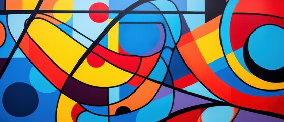 Pop art with bright colors. Geometric shapes and dynamic patterns. Generative AI