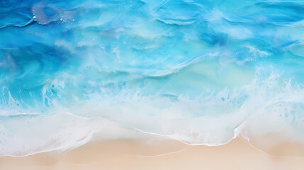 Fototapeta na wymiar Satellite view of a beach with blue water, white waves and golden sand