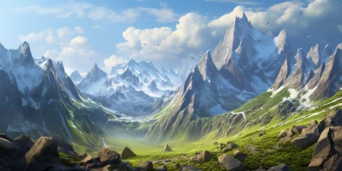 Fotobehang panorama of the mountains of the caucasus © Евгений Высоцкий