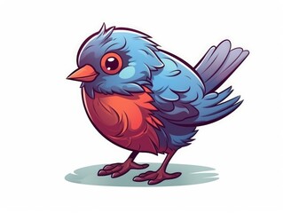 Finch in Cartoon Style on white background - generative AI