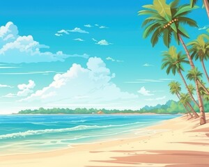 Fototapeta na wymiar A web banner with tropical beach and nature background. (Illustration, Generative AI)