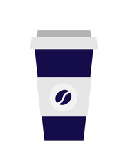 Dark blue plastic takeaway coffee cup. Vector illustration in a flat style. Isolated on a white background.	
