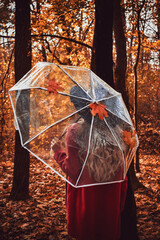girl with umbrella in autumn