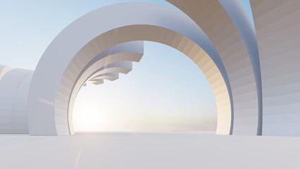 Abstract architecture background arched interior 3d render