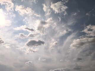 Cirrus clouds and cirrocumulus in the morning