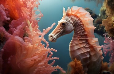 a sea horse in a coral reef