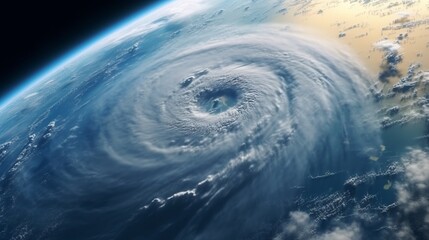 Hurricane Florence over Atlantics. Satellite view. Super typhoon over the ocean. The eye of the hurricane. The atmospheric cyclone generative ai