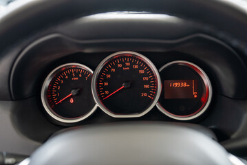 car dashboard with speedometer