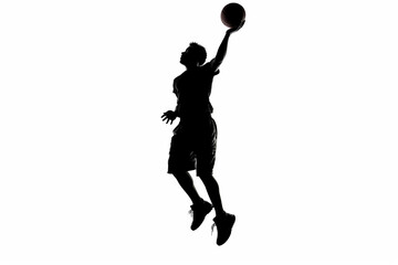 Fototapeta na wymiar silhouette of a person doing a slam dunk