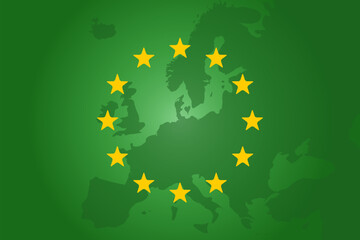 green eu - europe union map. vector illustration