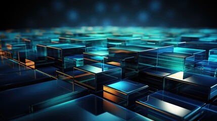 Fototapeta premium Abstract optic crystal cubes blue and green background