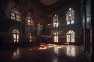 Fototapeta na wymiar classic mosque interior ,generative ai