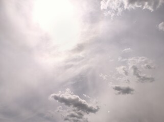 Cirrostratus in the cloudy but illuminated sky