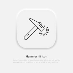 Hammer hit vector icon in neumorphism style. Vector EPS 10