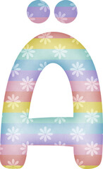 Letter Ä with flower pattern